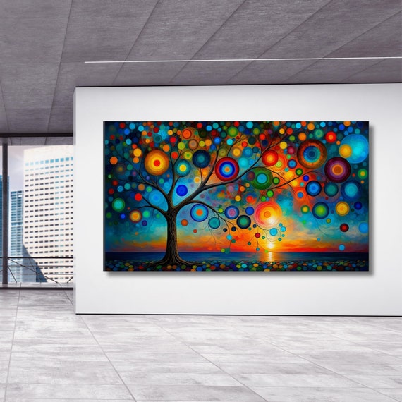 Gustav Klimt Style Tree of Life Canvas Wall Art Yggdrasil Painting,Klimt Canvas Poster,Gustav Klimt Poster, Klimt Exhibition Painting,Flower