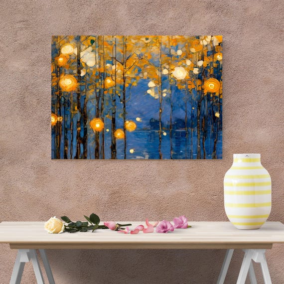 Gustav Klimt Floral Wall Art,Flower Garden Canvas Print, Mid Century Botanical Art, Klimt Museum Poster, Art Nouveau Decor Gift art