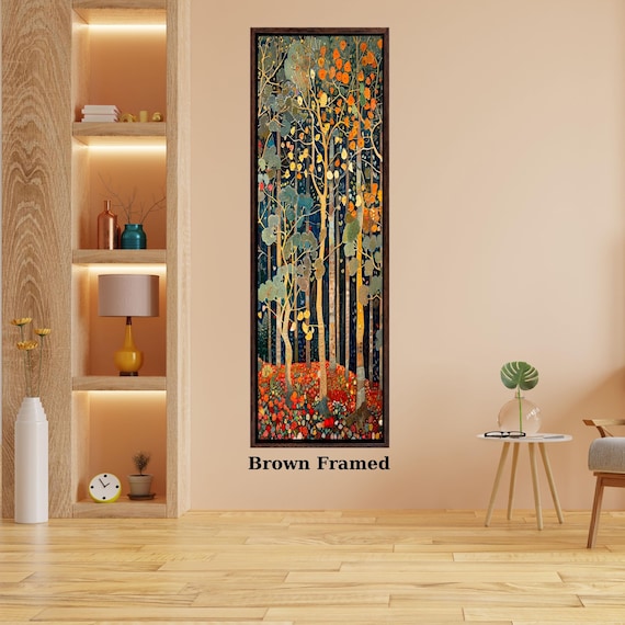 Long Narrow Canvas Wall Art Vertical Nature Print Tall Modern sun Tree or Mountain Wall Decor for Hallway,Entryway Small Space Styling Print