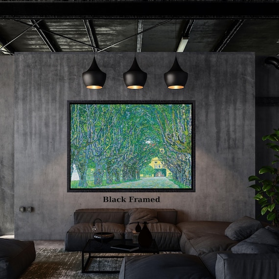 Gustav Klimt Avenue to Schloss Kammer Canvas Wall Art, Framed Green Landscape Print, Vintage Minimalist Nature Decor for Home or Office ART