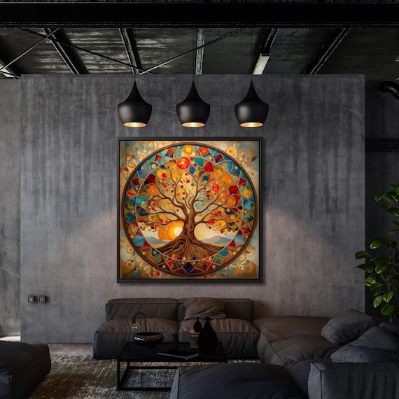Klimt Tree of Life Canvas Art: Celtic Yggdrasil Mandala Print