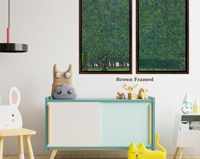 Set of 2 Gustav Klimt Landscape Wildflower Canvas Wall Art Klimt Large Wall Art,Vintage Art,Green Art, Gift,Wall Decor Poppy Fields Print,