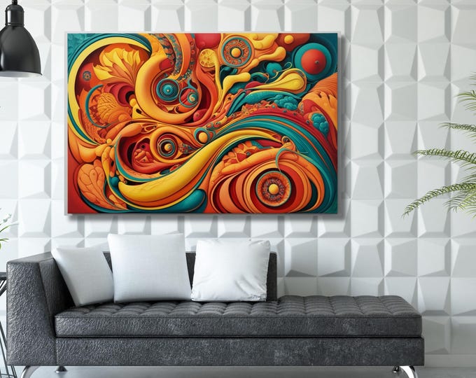 Surrealism Canvas Wall Art, Emotional Intelligence, Salvador Dali Inspired Panoramic Sunset Print