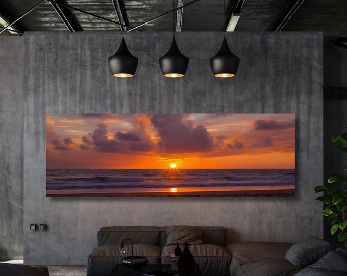 Sunset Ocean Canvas Print – Tropical Beach Landscape, Colorful Sky