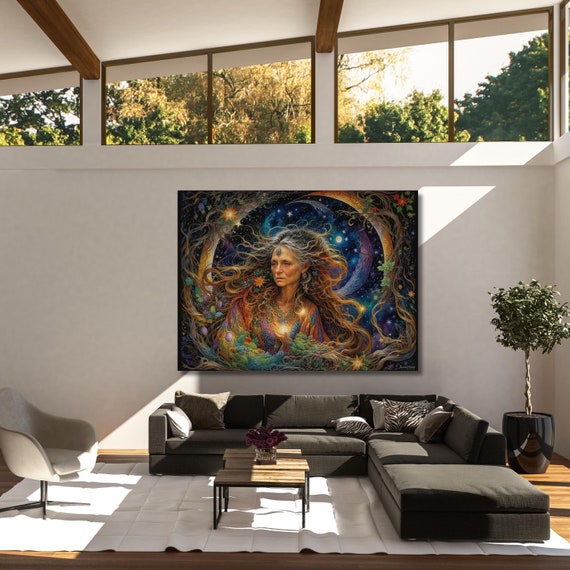 Spiritual Mother Canvas Wall Art Earth Magical Fantasy Nature Wall Art, Abstract Gaia Ready to Hang Gaia Wall Art Canvas art Mythology gift