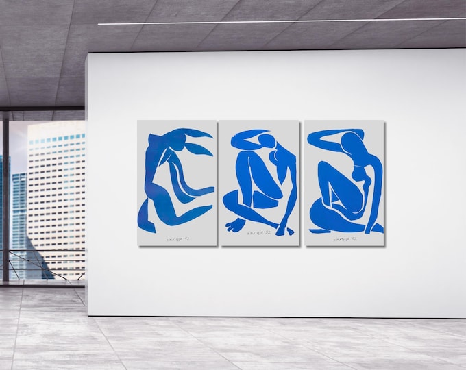 Matisse Blue Woman Canvas Prints: Minimalist Abstract Figures (Gallery Exhibition Poster)