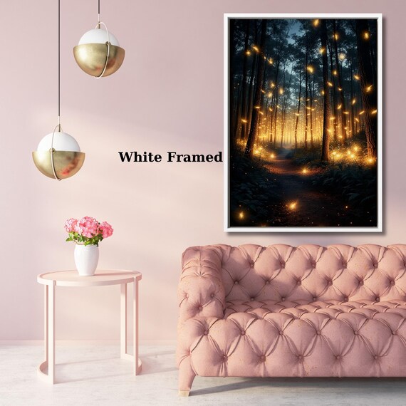 Forest Fireflies Canvas Wall Art, Mystical Fantasy Canvas Painting, Enchanting Magical Forest, Illuminated Mystical Forest Wall Art gift