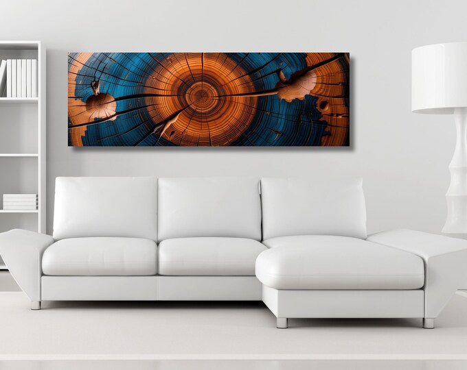 Panoramic Tree Rings Canvas Art - Elegant Natural Wall Decor