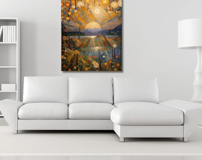 Gustav Klimt Flower Garden Canvas Wall Art Print, Exhibition Painting Poster