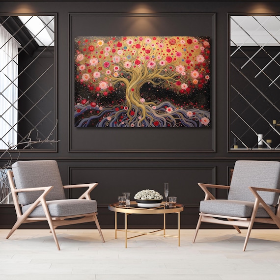 Gustav Klimt Tree of Life Canvas Wall Art,Gustav Klimt Style The Canvas Wall Art,Gustav Klimt The Tree of Life,Gustav Klimt Artwork Canvas