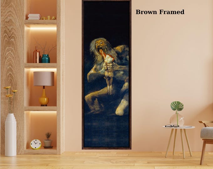 Francisco Goya Saturn Devouring His Son Canvas Wall Art Dark Classical Painting Horror Mythology Print for Gothic Decor or Art Collectors