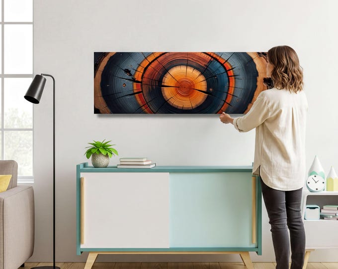 Tree Rings Wall Art: Panoramic Canvas Print (Rustic, Eco Friendly)