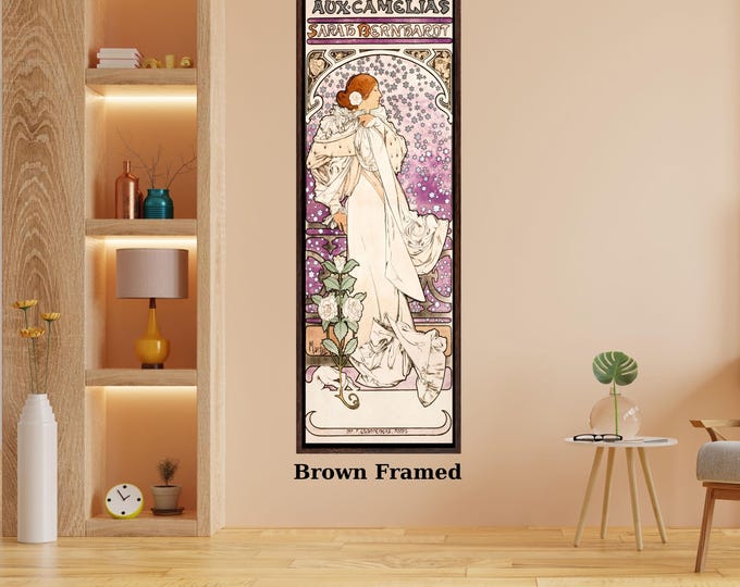 Alphonse Mucha La Dame aux Camelias Print – Art Nouveau Floral Canvas Wall Art