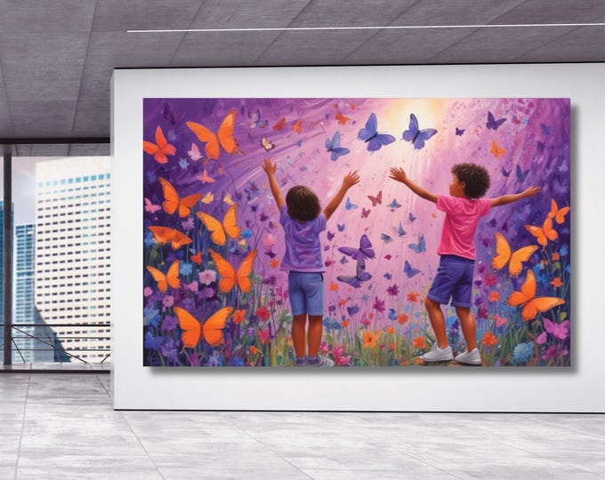 Butterfly Graffiti Canvas Art, Banksy Style Wall Decor