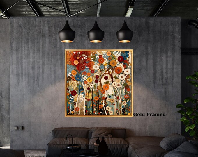 Gustav Klimt Canvas Print, Floral Garden (Art Nouveau Decor)