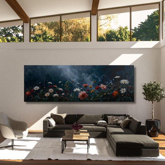Panoramic Gustav Klimt Wildflower Canvas Art Famous Art,Large Wall Art,Vintage Art,Green Art,Gift Gustav Klimt Wall Art Klimt Prints gift
