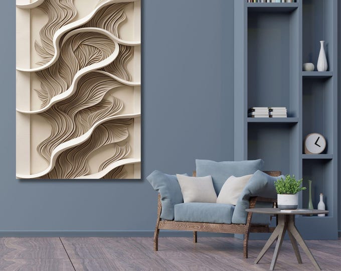 Abstract Canvas Wall Art, Vertical Nature Print, Modern Sun Tree Mountain Decor