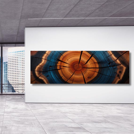 Panoramic Tree Ring Canvas Art: Elegant Natural Wall Decor