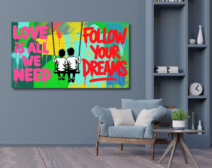 Banksy Canvas Wall Art, Banksy Street Art, Trendy Wall Decor, Christmas Gift Banksy Wall Art, Graffiti Wall Art Gift Canvas Love Banksy art