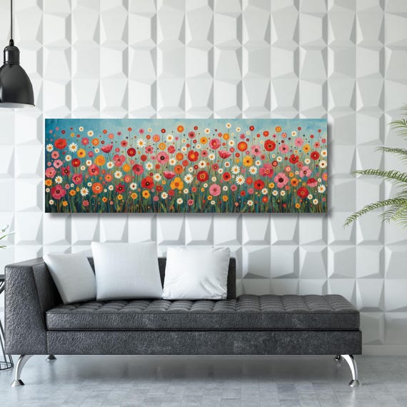 Klimt Floral Canvas Print, Botanical Garden Wall Art