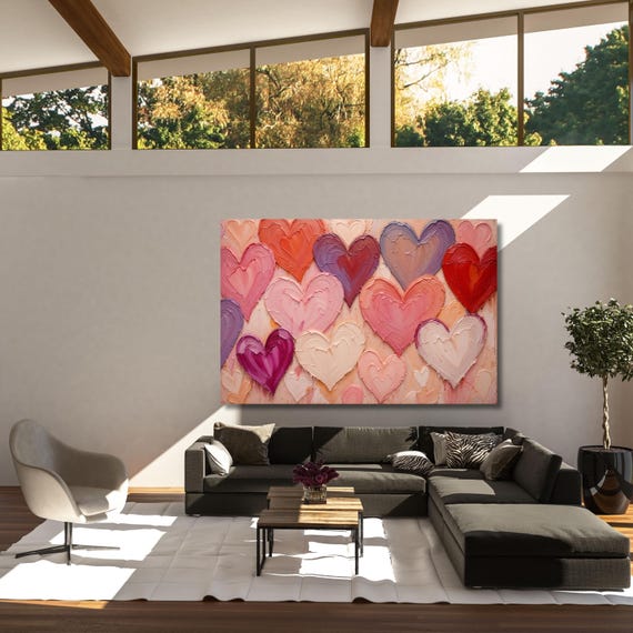 Hearts Canvas Wall Art Elegant Natural Wall Art Great Design Romantic Heart Print stump,Abstract Texture Romantic wall decor gift art heart