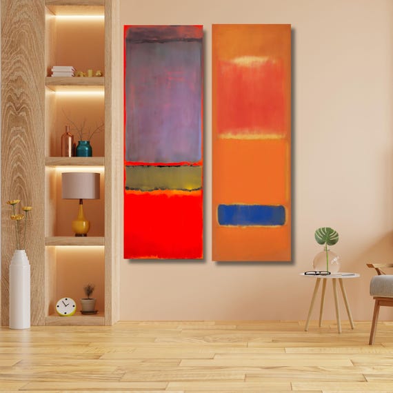 Set of 2 Long Narrow Canvas Wall Art Vertical Mark Rothko Canvas Art Famous Art,Canvas Large Wall Art,Vintage Art,Rothko Rothko Exhibition