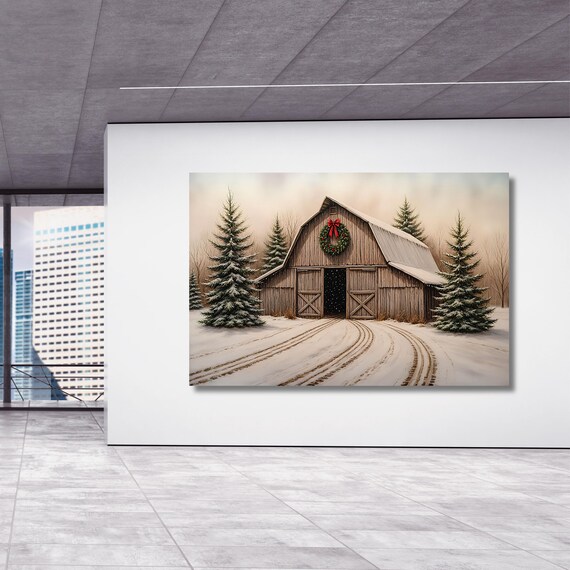Farmhouse Christmas Print Set: Muted Winter Holiday Wall Art (Digital Download
