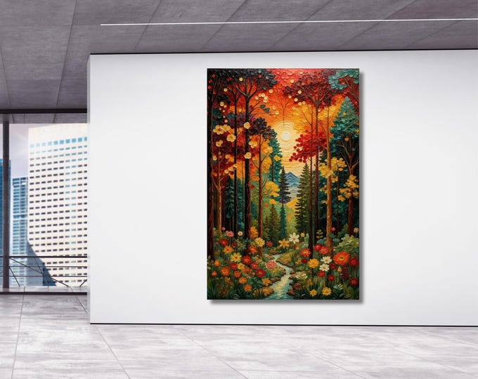 Klimt Wall Art: Flower Garden Canvas - Vibrant Colors