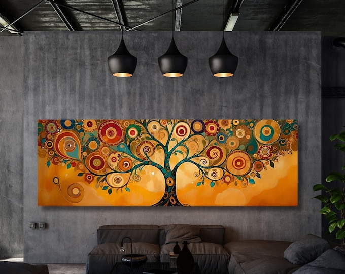 Tree of life Gustav Klimt style Canvas Wall Art Tree of life Print Tree of life Framed Wall Art,Tree of life Poster, Extra Large Wall Art