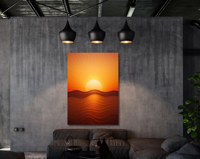 Boho Sunset Canvas Wall Art: Burn Orange, Retro Brown Abstract