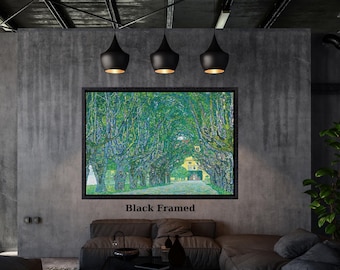 Gustav Klimt Avenue Canvas Art, Framed Green Landscape Print, Vintage Nature Decor