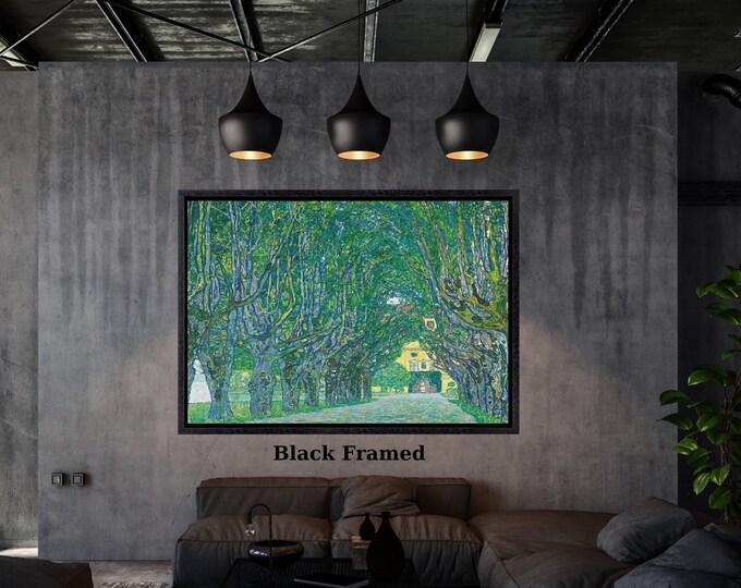 Gustav Klimt Avenue to Schloss Kammer Canvas Wall Art, Framed Green Landscape Print, Vintage Minimalist Nature Decor for Home or Office ART