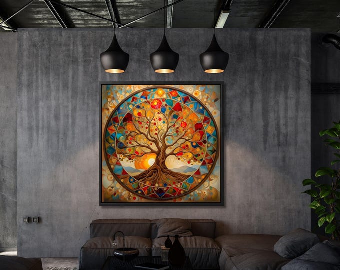Klimt Tree of Life Canvas Art: Celtic Yggdrasil Mandala Print
