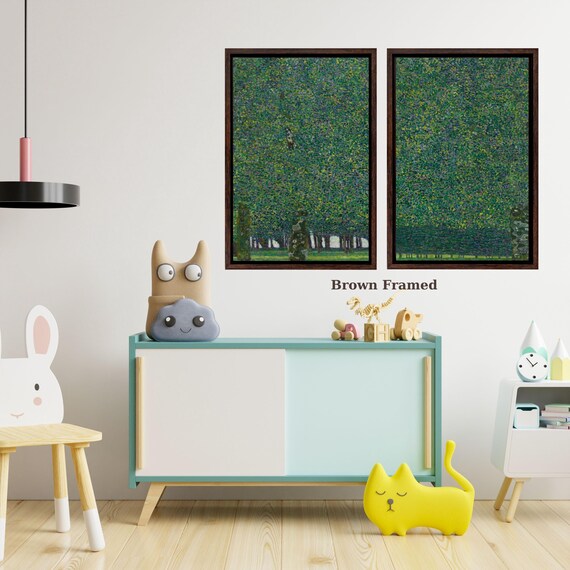 Set of 2 Gustav Klimt Landscape Wildflower Canvas Wall Art Klimt Large Wall Art,Vintage Art,Green Art, Gift,Wall Decor Poppy Fields Print,
