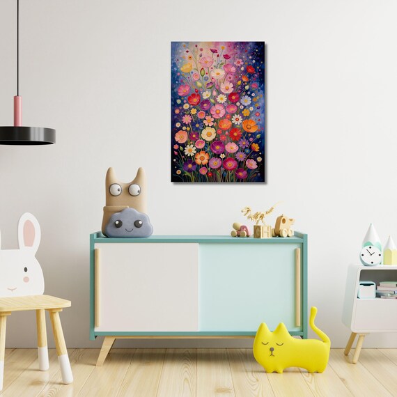 Gustav Klimt Vertical Floral Wall Art,Flower Garden Canvas Print, Mid Century Botanical Art, Klimt Museum Poster, Art Nouveau Decor Gift art