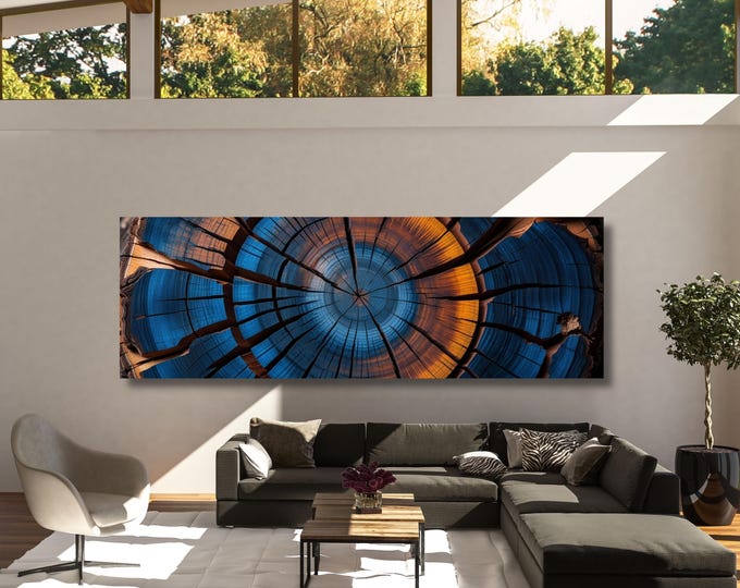 Panoramic Tree Rings Canvas Art, Stump Print, Natural Wall Decor (Canvas Poster)
