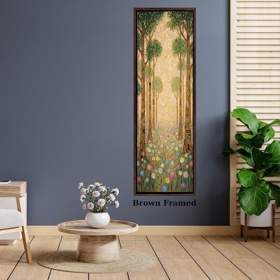 Long Narrow Canvas Wall Art Vertical Nature Print Tall Modern sun Tree or Mountain Wall Decor for Hallway,Entryway Small Space Styling Print