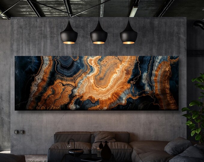 Agate Tree Rings Canvas Wall Art, Natural Abstract Print, Elegant Home Decor
