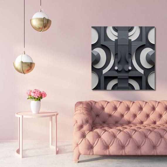 Geometric Abstract Wood Look Canvas Print, Modern Minimalist Wall Art, Natural Texture Artwork for Living Room or Office Decor gift art