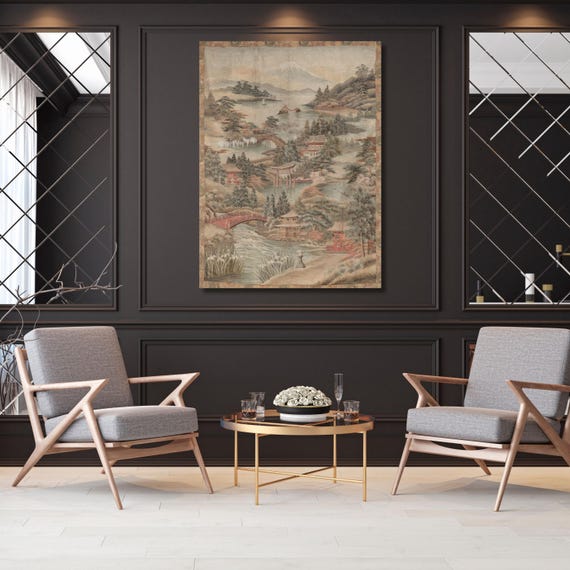 Japanese Landscape Canvas Print: Rustic Asian Wall Art