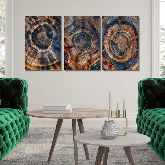 Tree Ring Canvas Art Set: Colorful Abstract Painting, Minimalist Home Decor