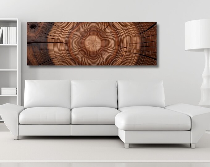 Panoramic Tree Rings Canvas Art: Elegant Natural Home Decor