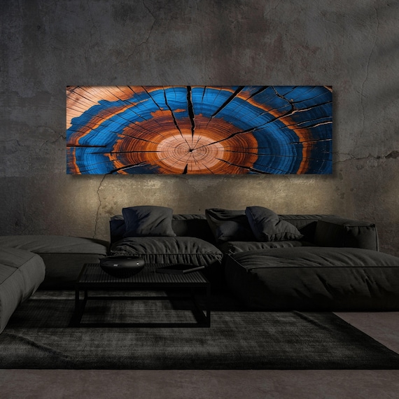 Panoramic Tree Rings Canvas Wall Art Elegant Natural Wall Art Great Design Solution for Echo Tree Ring Print of stump, Tree ring Canvas art