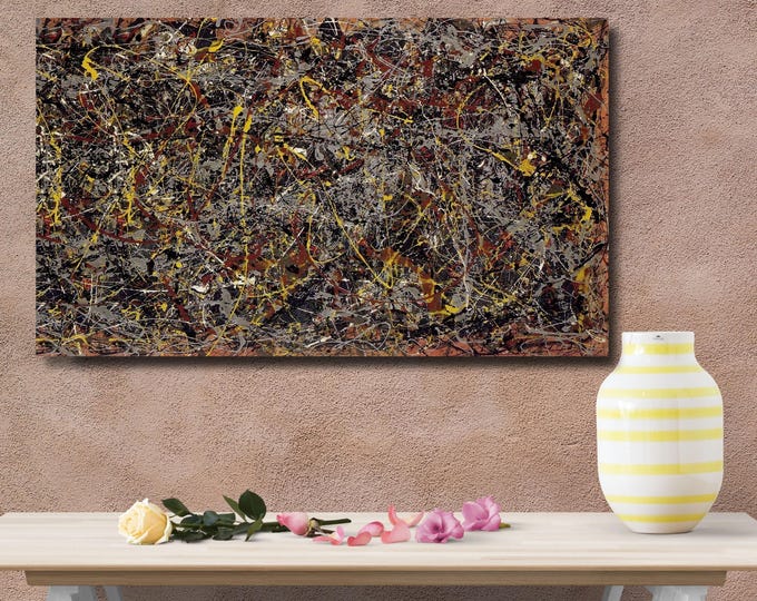 Museum Quality Jackson Pollock 5 Reproduction, Mid Century Modern Wall Art, Colorful Chaotic Abstract, High Definition Canvas