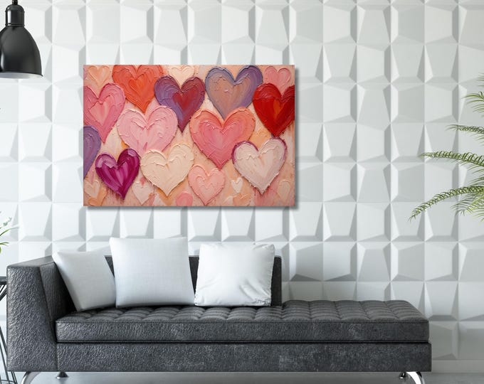 Hearts Canvas Wall Art Elegant Natural Wall Art Great Design Romantic Heart Print stump,Abstract Texture Romantic wall decor gift art heart