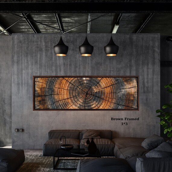 Panoramic Tree Rings Canvas Wall Art Elegant Natural Wall Art Great Design Solution for Echo Tree Ring Print of stump, Tree ring Canvas art