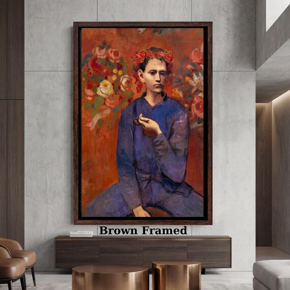 Pablo Picasso Garcon a la Pipe Canvas, Boy with a Pipe Print, Reimagined Colorful Picasso Art, Famous Masterpiece Reproduction