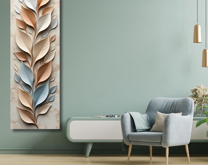 Vertical Nature Canvas Wall Art: Sunlit Trees and Mountain Scene