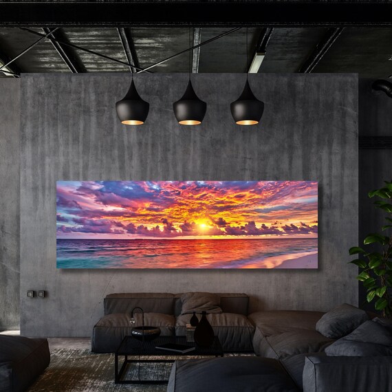 Sunset Ocean Canvas Print – Tropical Beach Wall Art