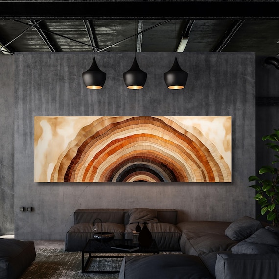 Large Tree Rings Wood Look Canvas Print,Abstract Tree Stump Canvas Wall Art Rustic Hanging Wall Decor for Living Room or Office wall art
